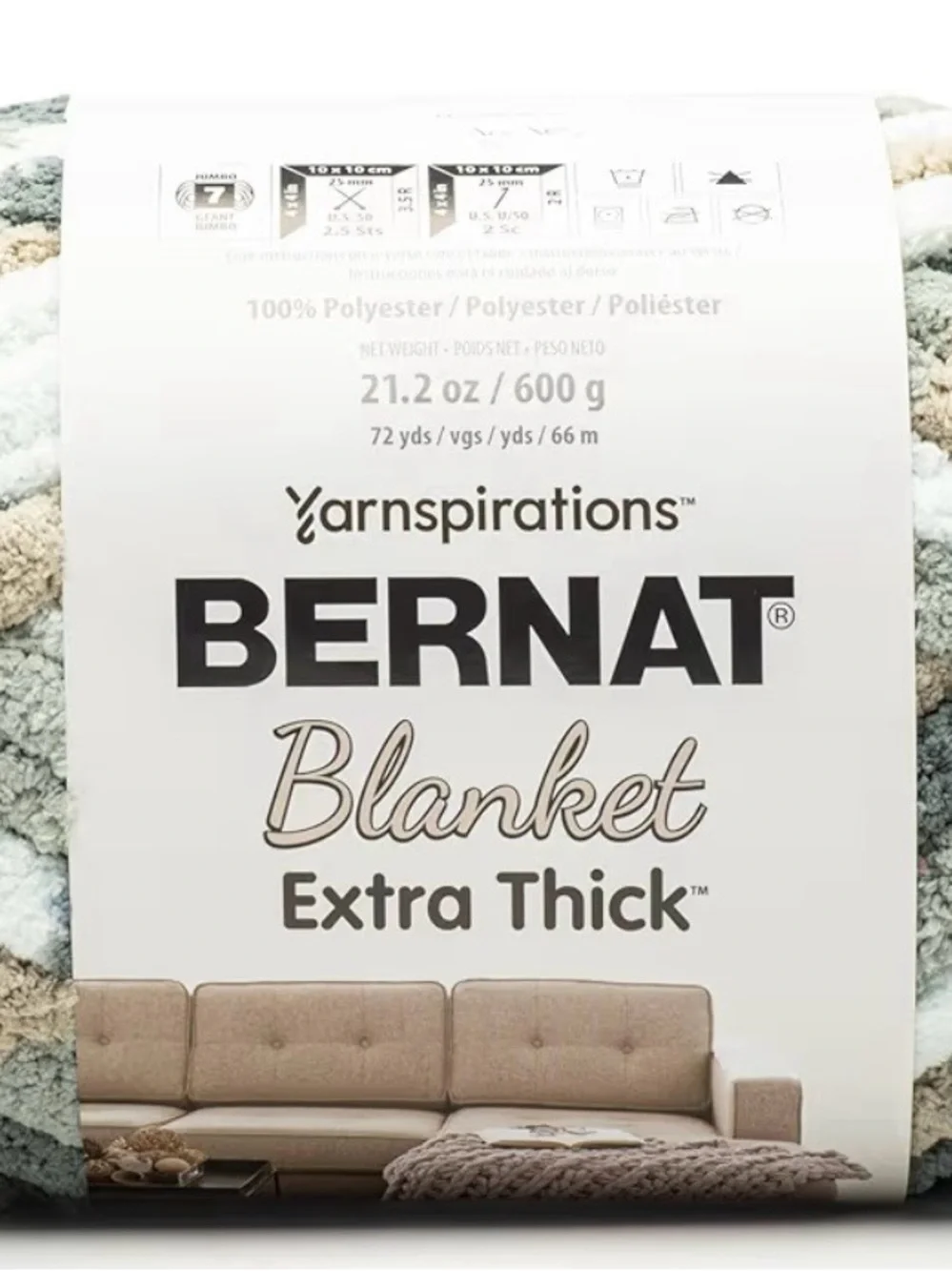 Bernat Yarnapirations Extra Thick Blanket - Slate Color 5 Skeins Brand New